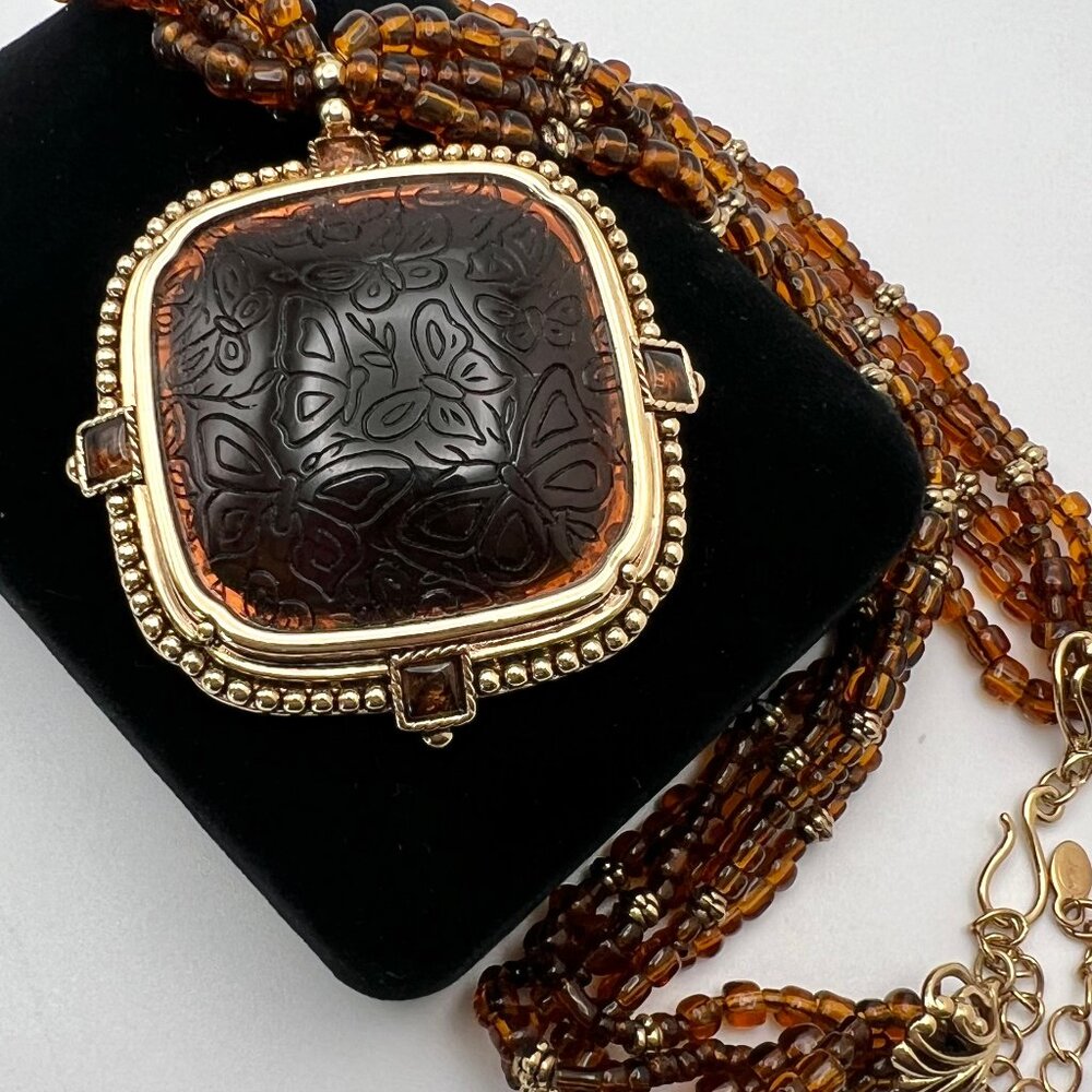 Monet Carved Buttefly Necklace